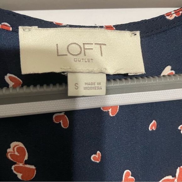 Heart Pattern Formal Sleeveless Blouse Novelty Print Tank Top Navy Blue Small - Picture 4 of 8